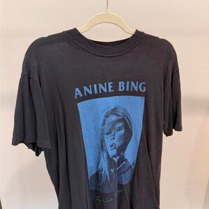 Anine Bing Charcoal Tee with Blue Graphic